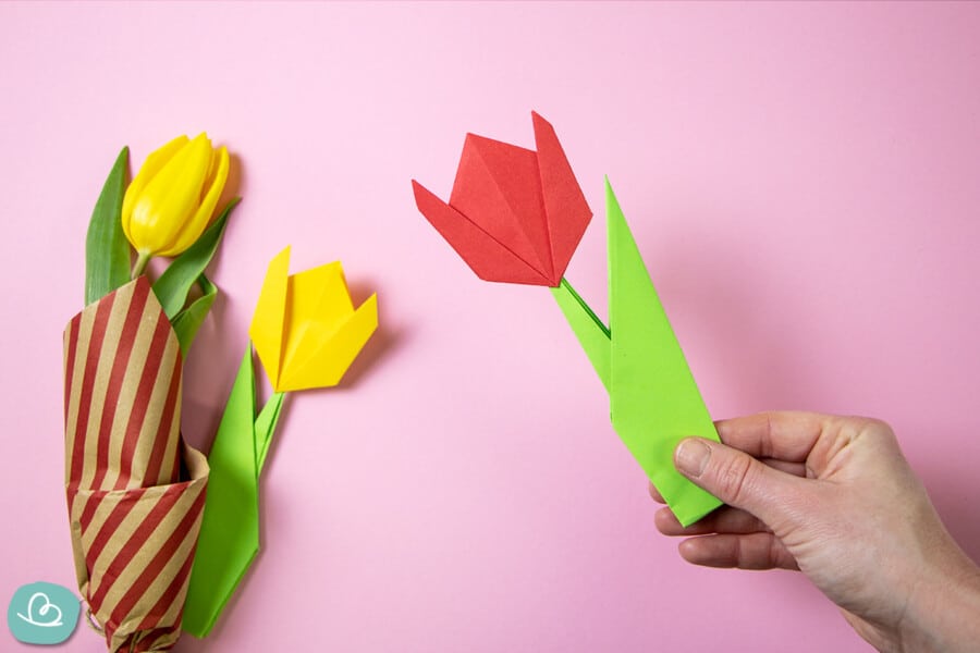 Tulpe Falten Einfache Origami Faltanleitung Wunderbunt De