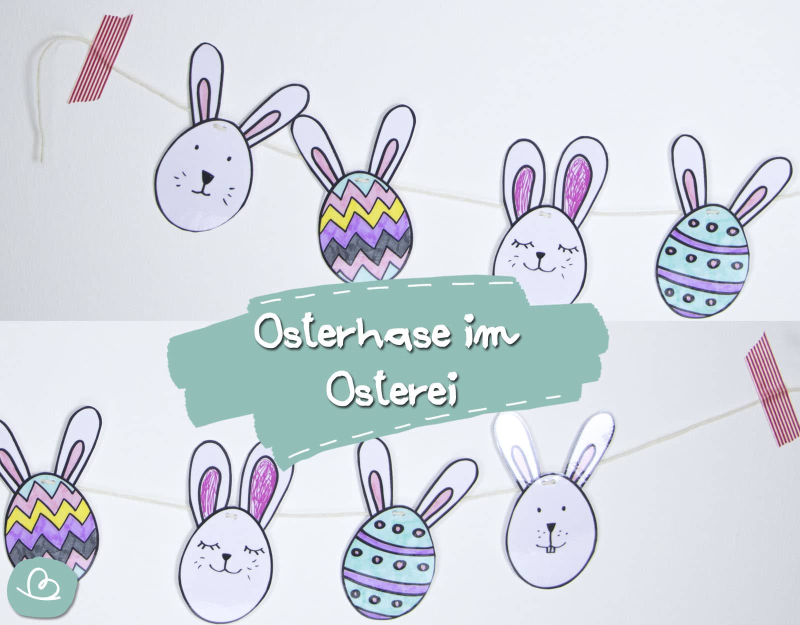 Ausmalbild Osterhase Im Osterei Ostergirlande Basteln Wunderbunt De