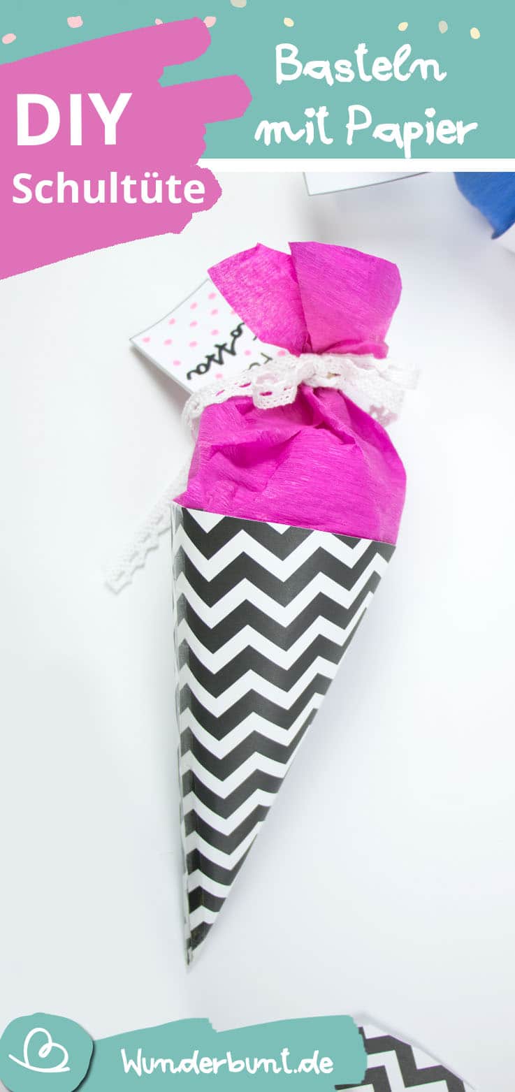  Kleine Schultüte basteln: Anleitung mit Vorlage - Wunderbunt.de Bildidee 