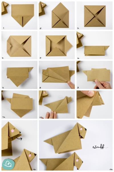 Origami Hund "Wuff" falten | PDF Anleitung - Wunderbunt.de