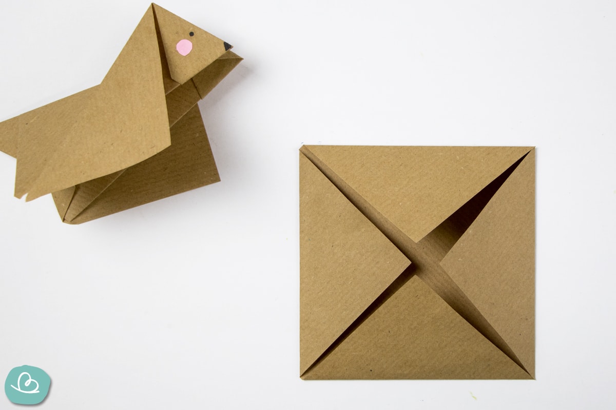 Origami Hund falten Anleitung
