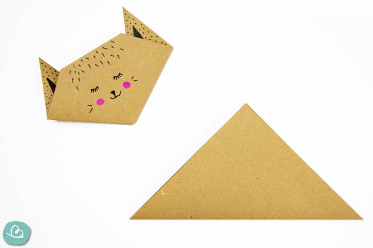 Origami Katze 'Miau' falten: einfache Anleitung - Wunderbunt.de