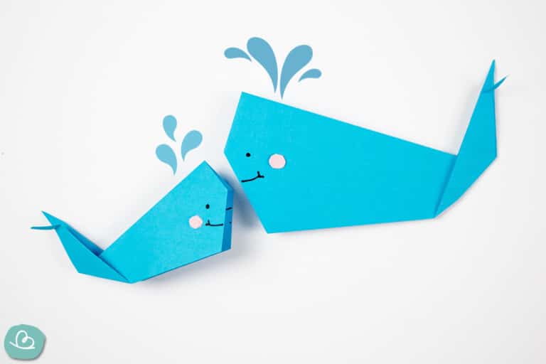 Origami Wal "Platsch" falten einfache Anleitung Wunderbunt.de