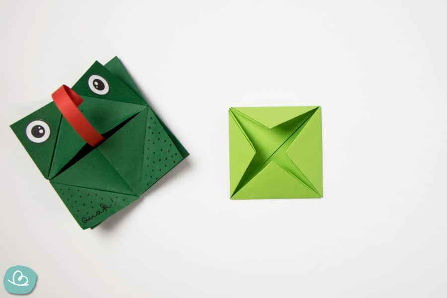 Origami Frosch "Qauk": Faltanleitung mit Vorlage - Wunderbunt.de