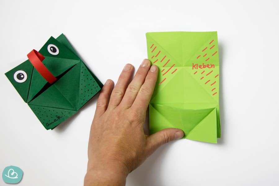 Origami Frosch "Qauk": Faltanleitung mit Vorlage - Wunderbunt.de