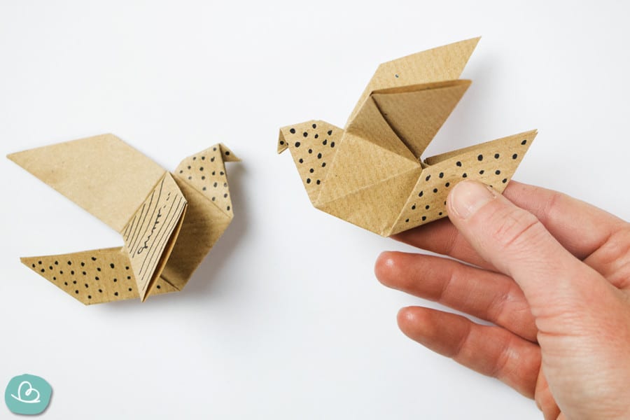Origami Taube 'Gurr' falten easy Anleitung Wunderbunt.de