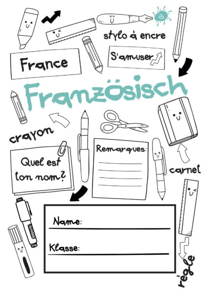 Klassenarbeiten Französisch Klasse 7 Gymnasium Kostenlos 6 Deckblätter für Französisch zum Ausdrucken - Wunderbunt.de