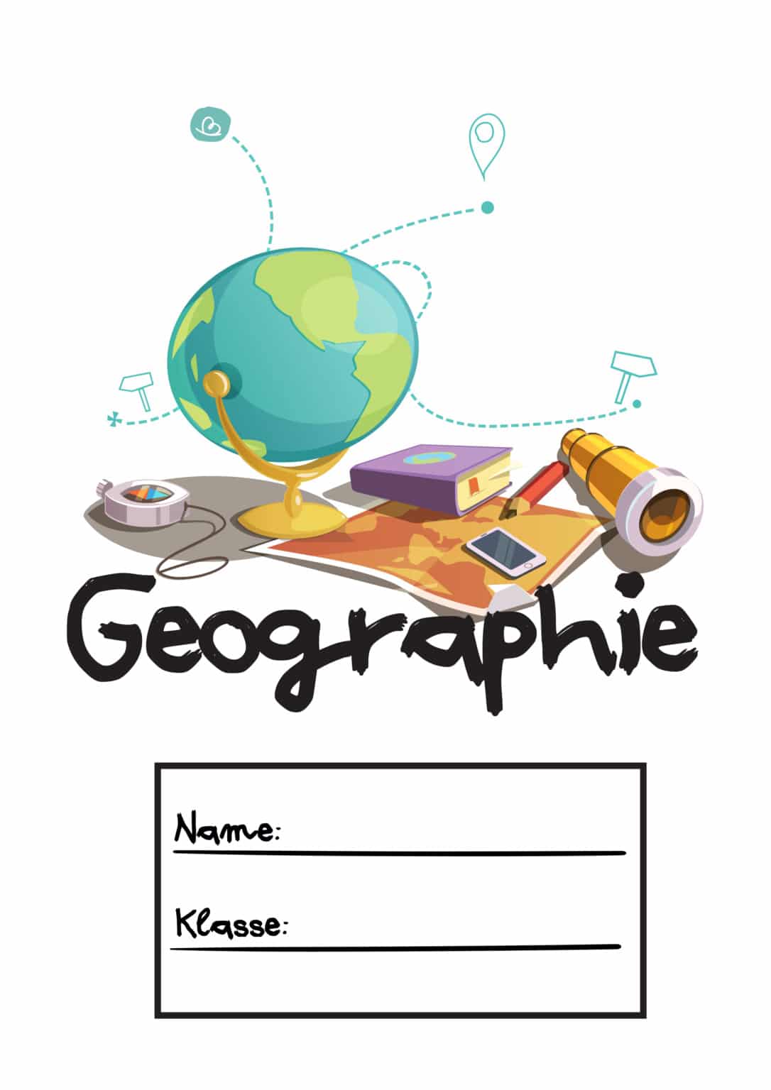 Kartkówka Z Geografii Klasa 5 6 Deckblätter für Geographie zum Ausdrucken - Wunderbunt.de
