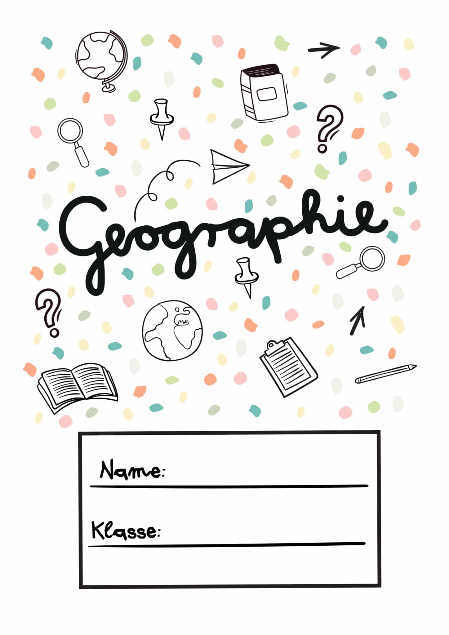 6 Deckblätter für Geographie zum Ausdrucken - Wunderbunt.de