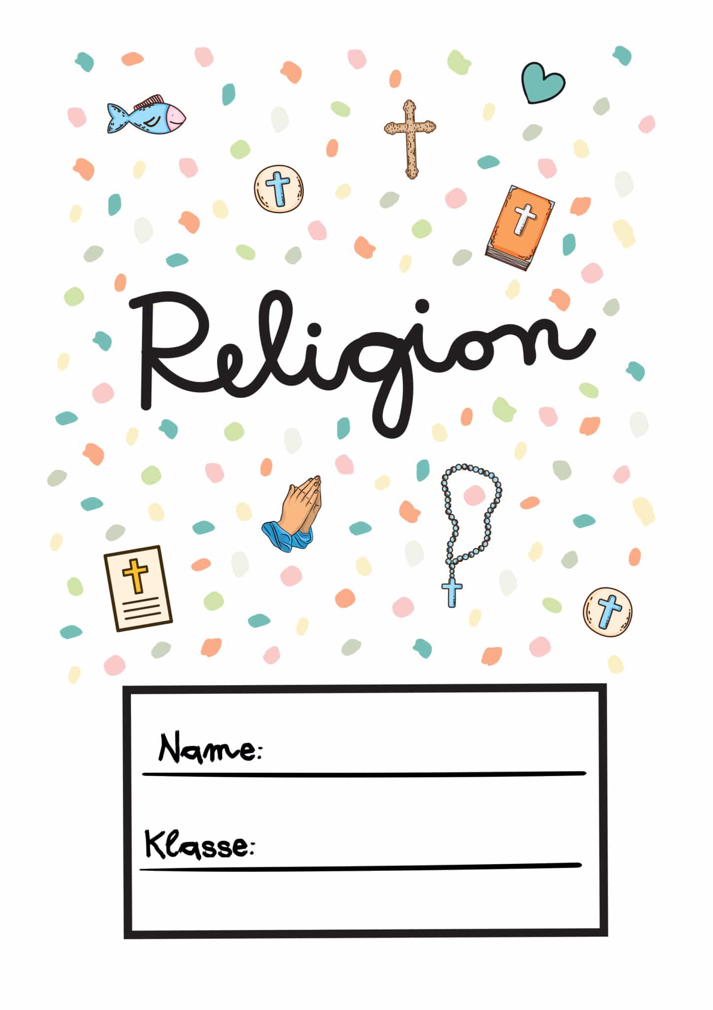 6 Deckblätter für Religion zum Ausdrucken - Wunderbunt.de