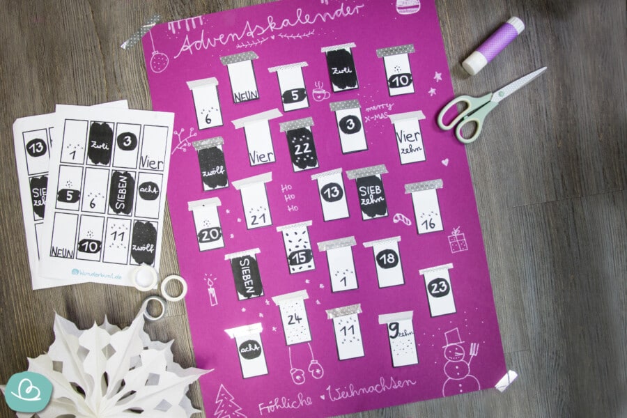 Adventskalender Sprüche zum Ausdrucken + Bastelidee Wunderbunt.de