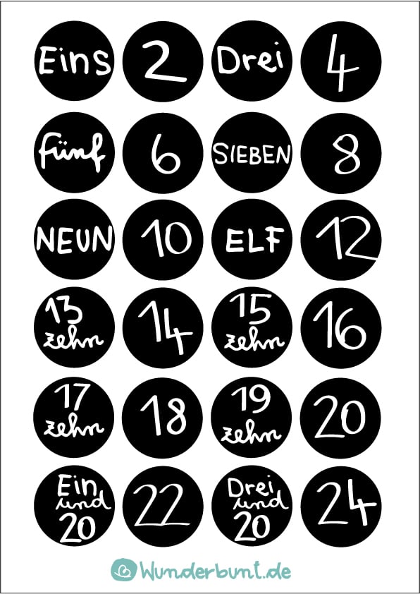 Zahlen Sticker in Schwarz-Weiß