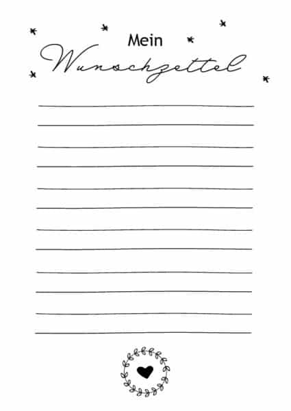 Wunschzettel Vorlagen zum Ausdrucken - Wunderbunt.de