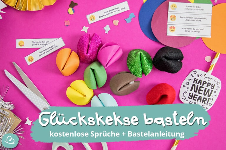 Glückskekse basteln | Bastelanleitung mit Vorlage - Wunderbunt.de Glückskekse basteln | Bastelanleitung mit Vorlage - Wunderbunt.de
