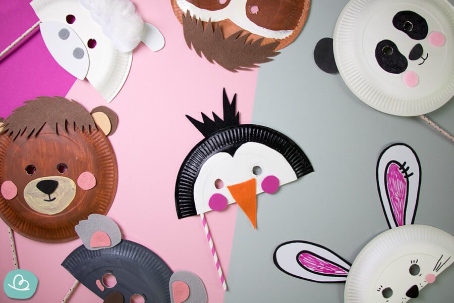 Tiermasken basteln | Faschingsmasken aus Pappteller - Wunderbunt.de