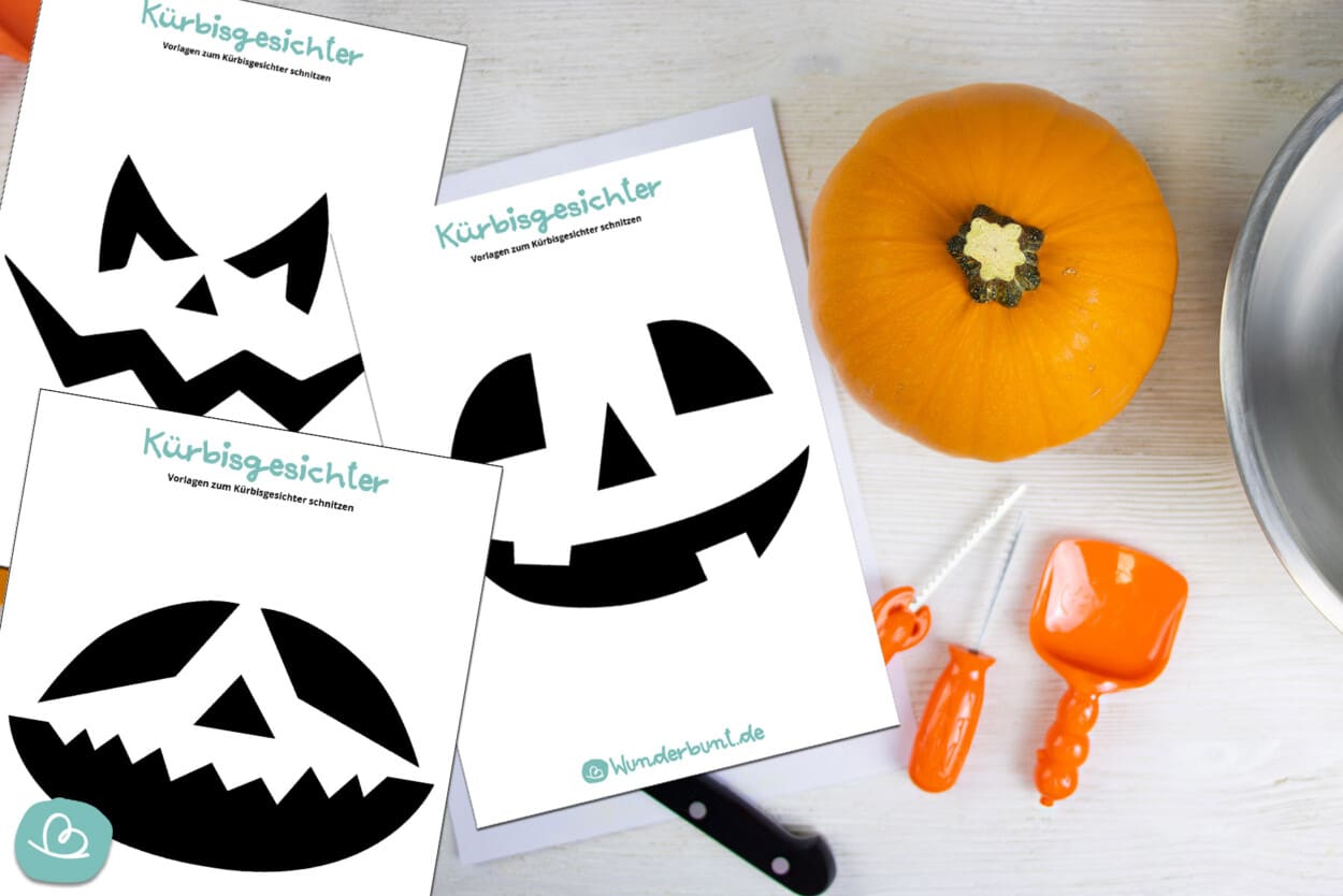 34 Kürbis Schnitzvorlagen zum Ausdrucken - Wunderbunt.de