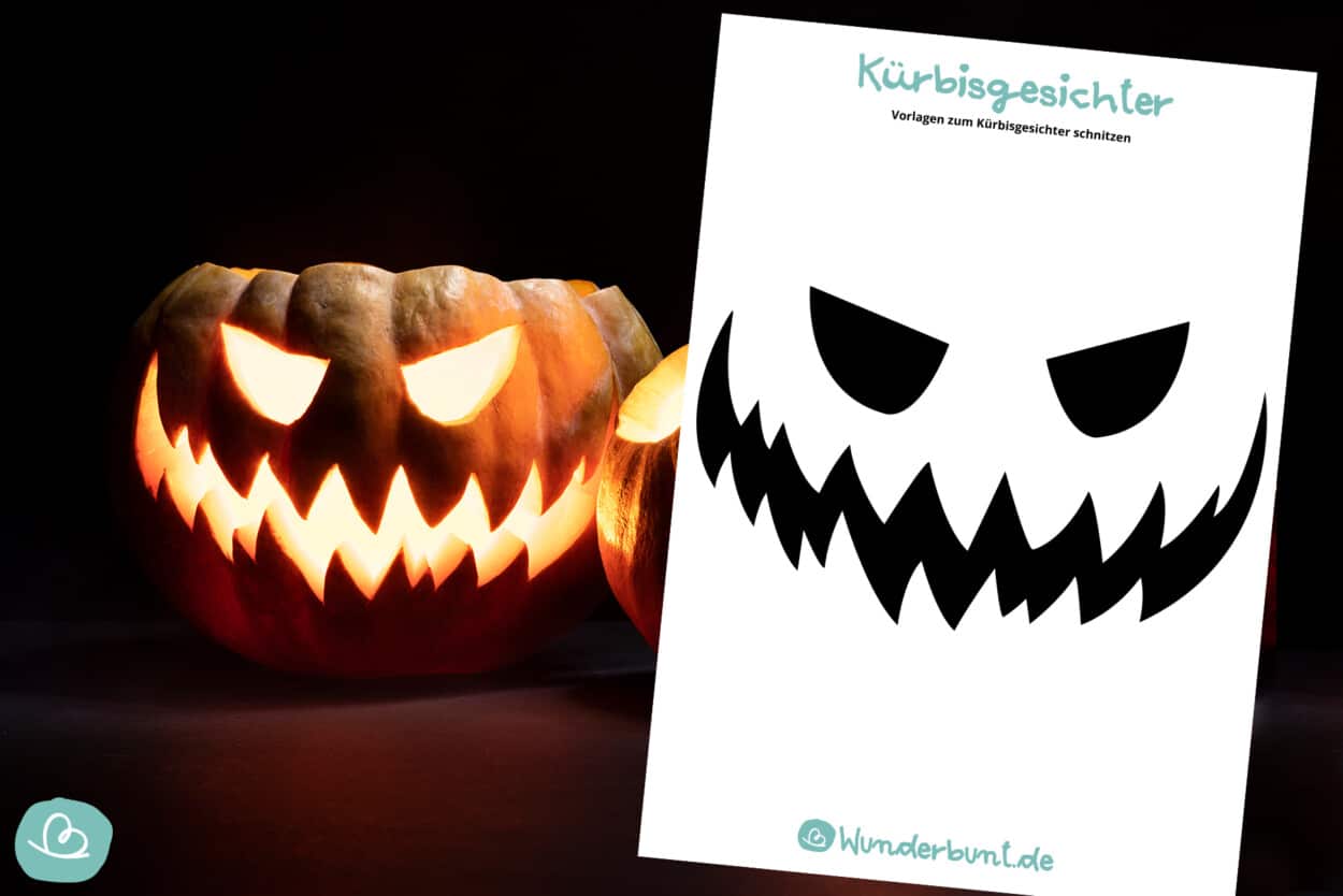 34 Kürbis Schnitzvorlagen zum Ausdrucken - Wunderbunt.de
