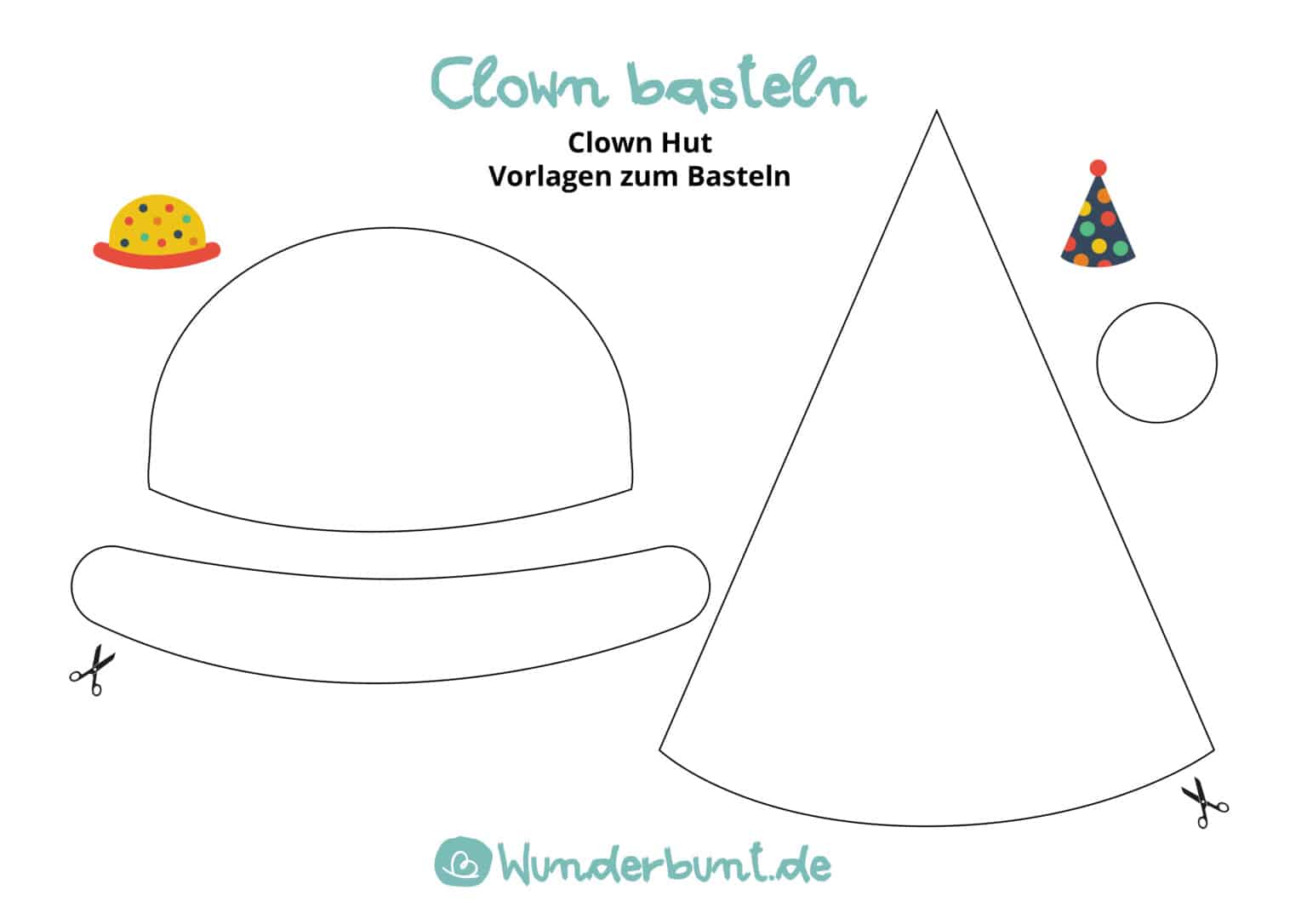 Clown basteln aus Pappteller | Anleitung + Vorlagen - Wunderbunt.de