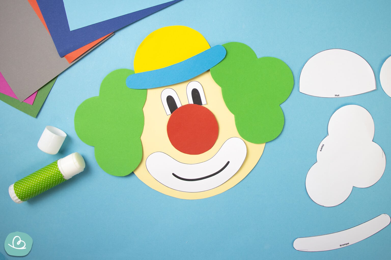 Clown Vorlage zum Basteln | kostenlose Anleitung - Wunderbunt.de