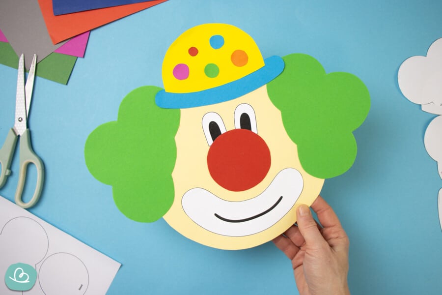 Clown Vorlage zum Basteln | kostenlose Anleitung - Wunderbunt.de