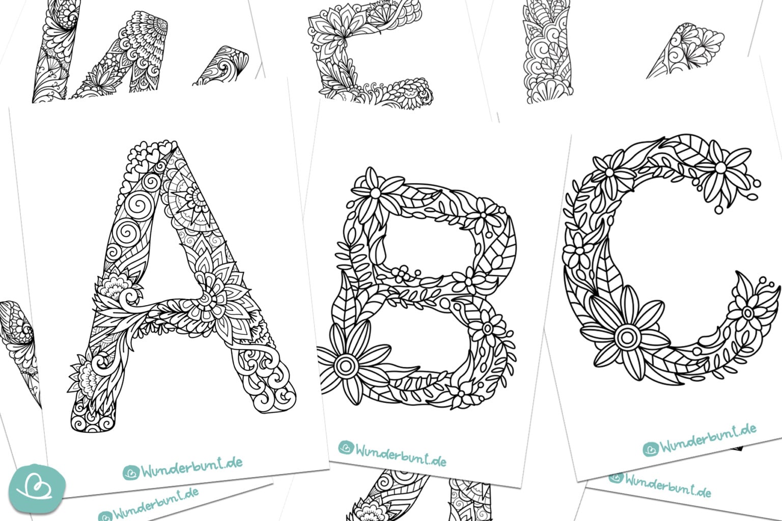 BuchstabenMandala Vorlagen zum Ausdrucken Wunderbunt.de
