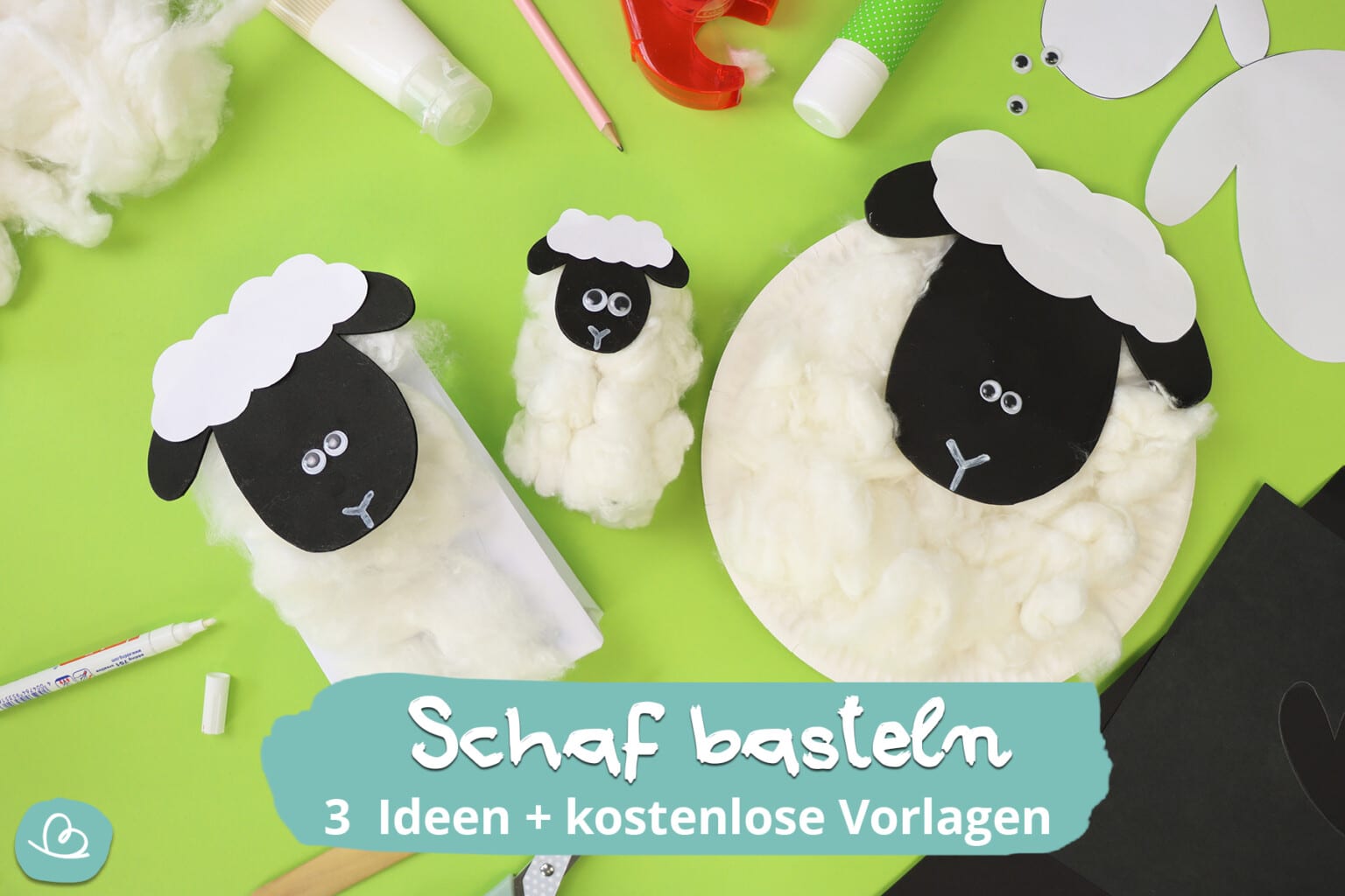 Schaf basteln | 3 einfache Ideen mit Vorlagen - Wunderbunt.de
