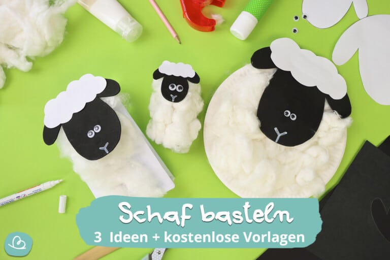 Schaf basteln | 3 einfache Ideen mit Vorlagen - Wunderbunt.de