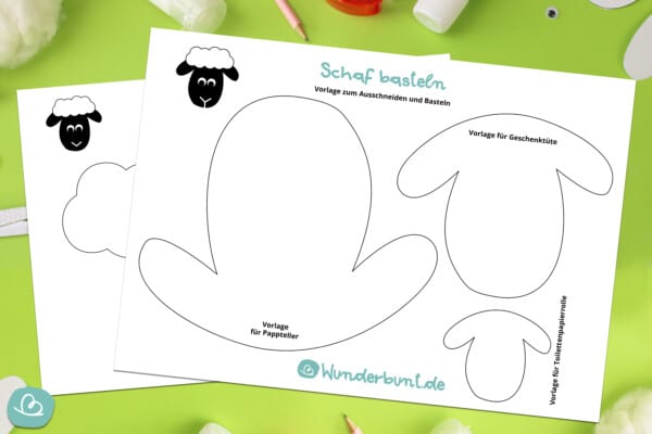 Schaf basteln | 3 einfache Ideen mit Vorlagen - Wunderbunt.de