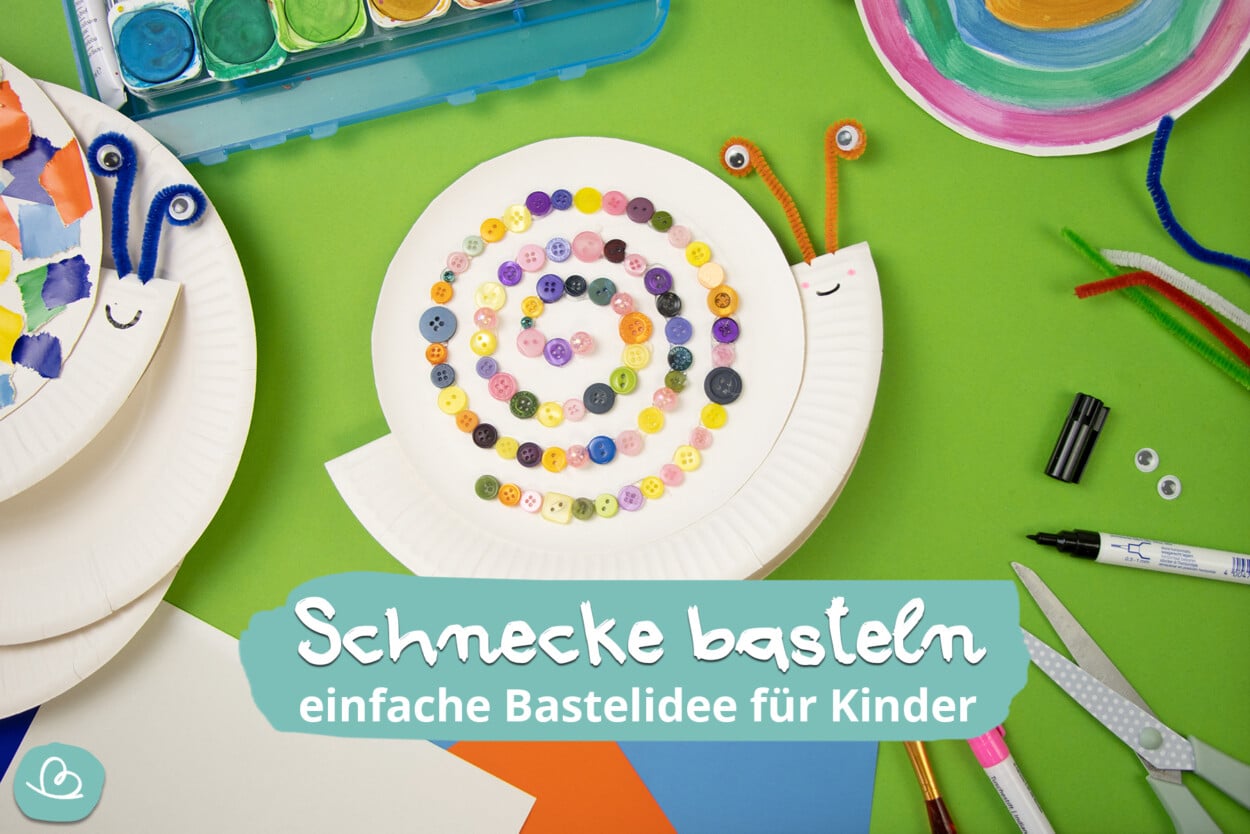 Schnecke basteln aus Pappteller | einfache Anleitung - Wunderbunt.de