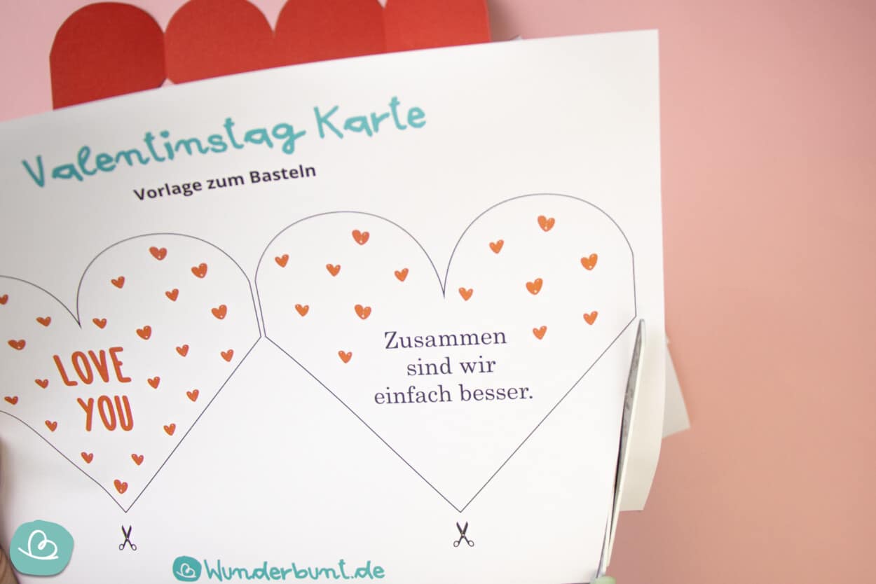  Valentinstag Karte zum Ausdrucken und Basteln - Wunderbunt.de Illustration 
