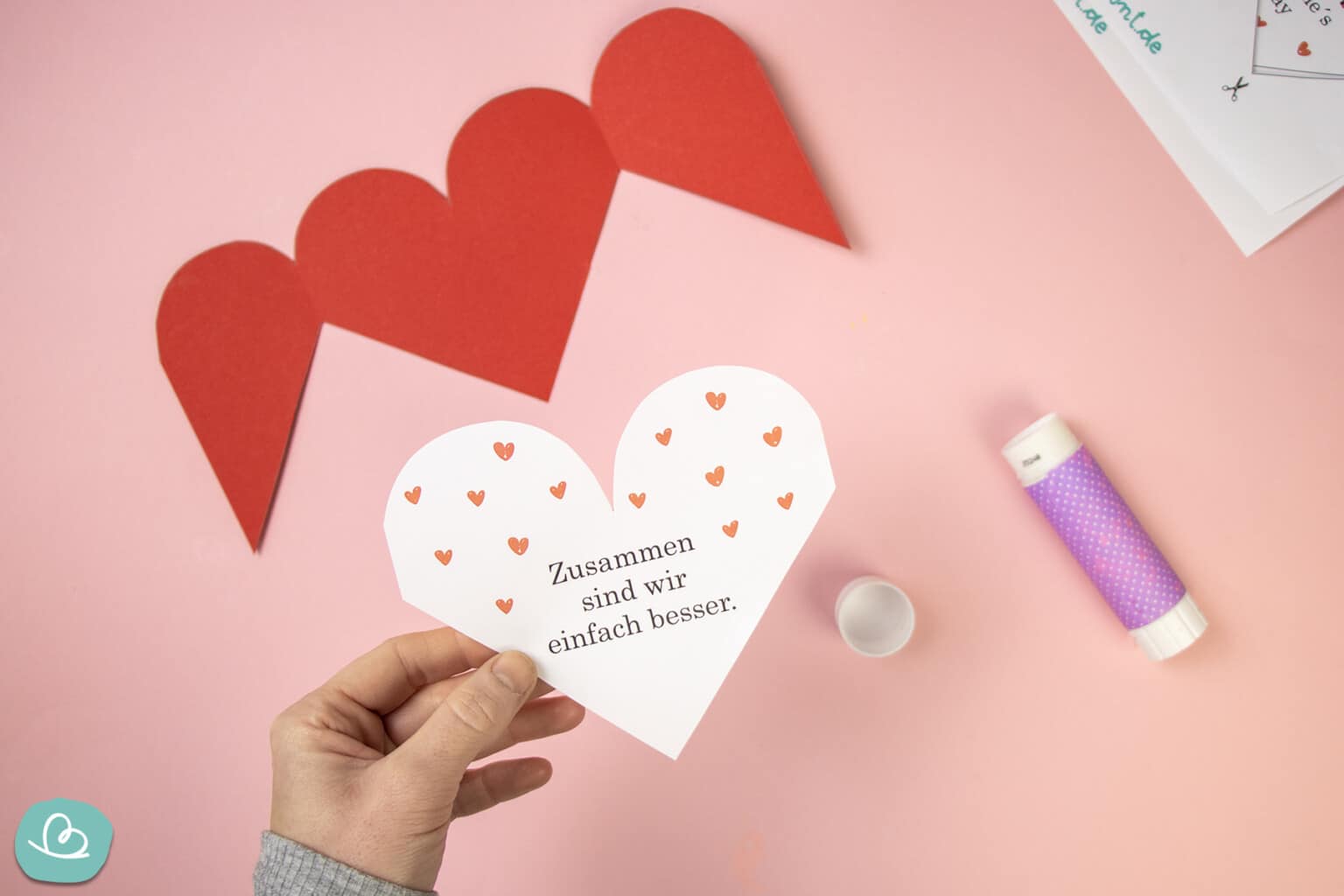 Foto zu Valentinstag Karte zum Ausdrucken und Basteln - Wunderbunt.de 