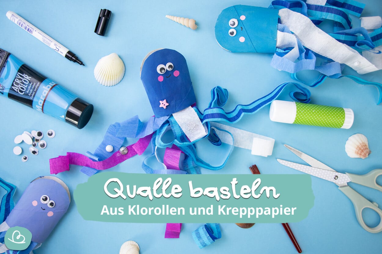 Qualle basteln aus Klopapierrollen