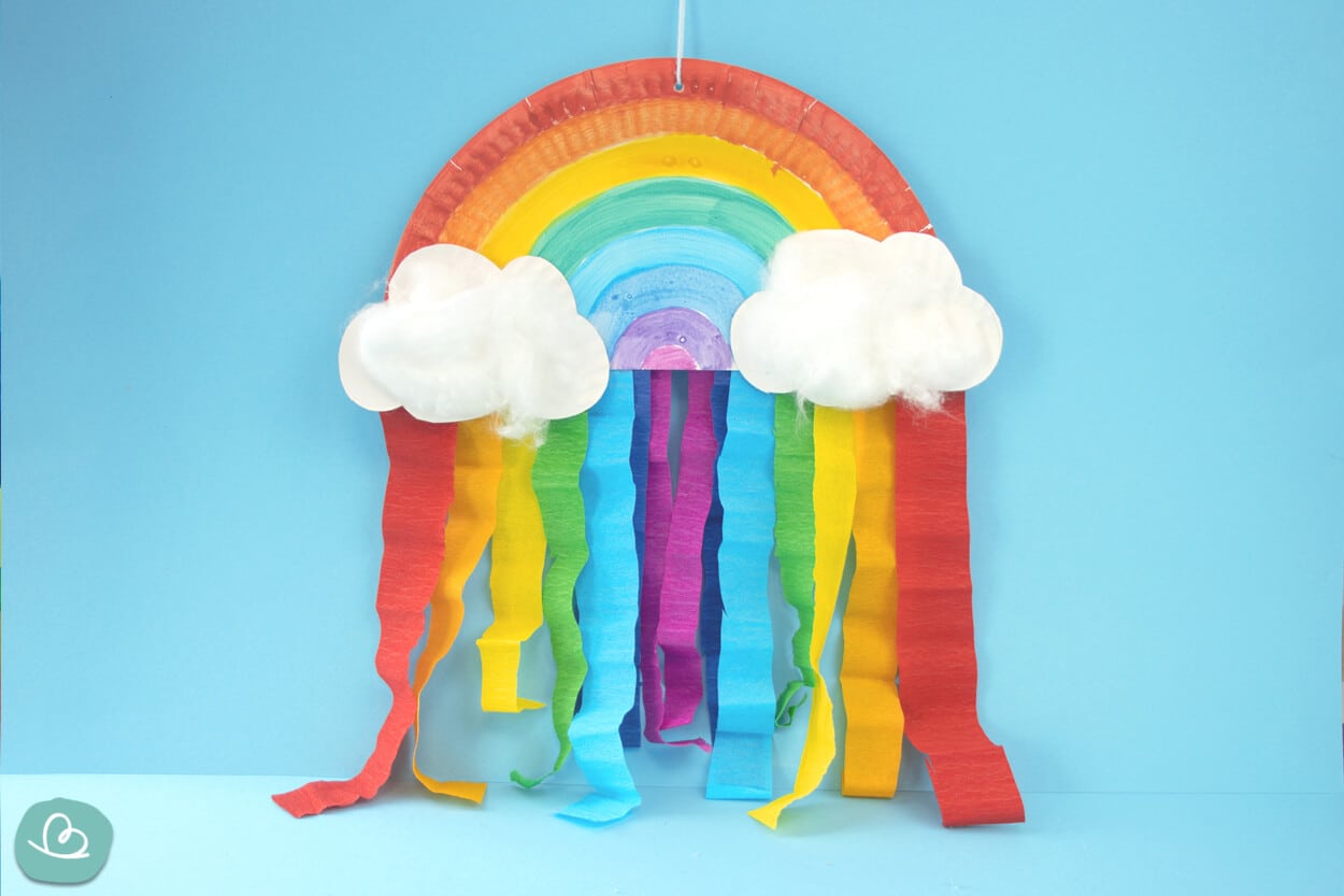 Regenbogen basteln Pappteller