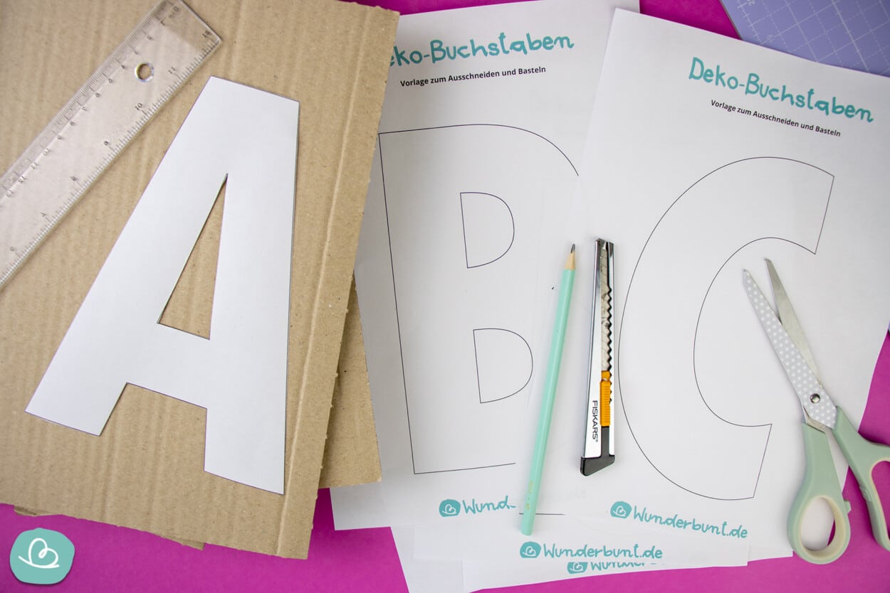 Buchstaben aus Pappe DekoBuchstaben selber machen Wunderbunt.de