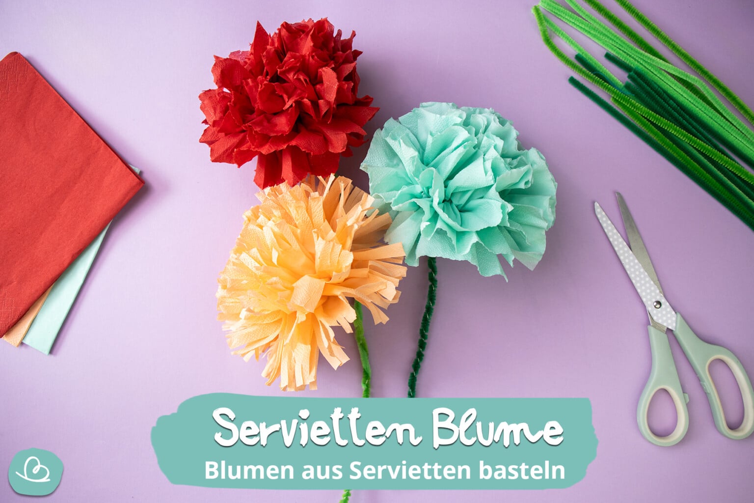 Servietten Blumen | Blumen aus Servietten basteln - Wunderbunt.de