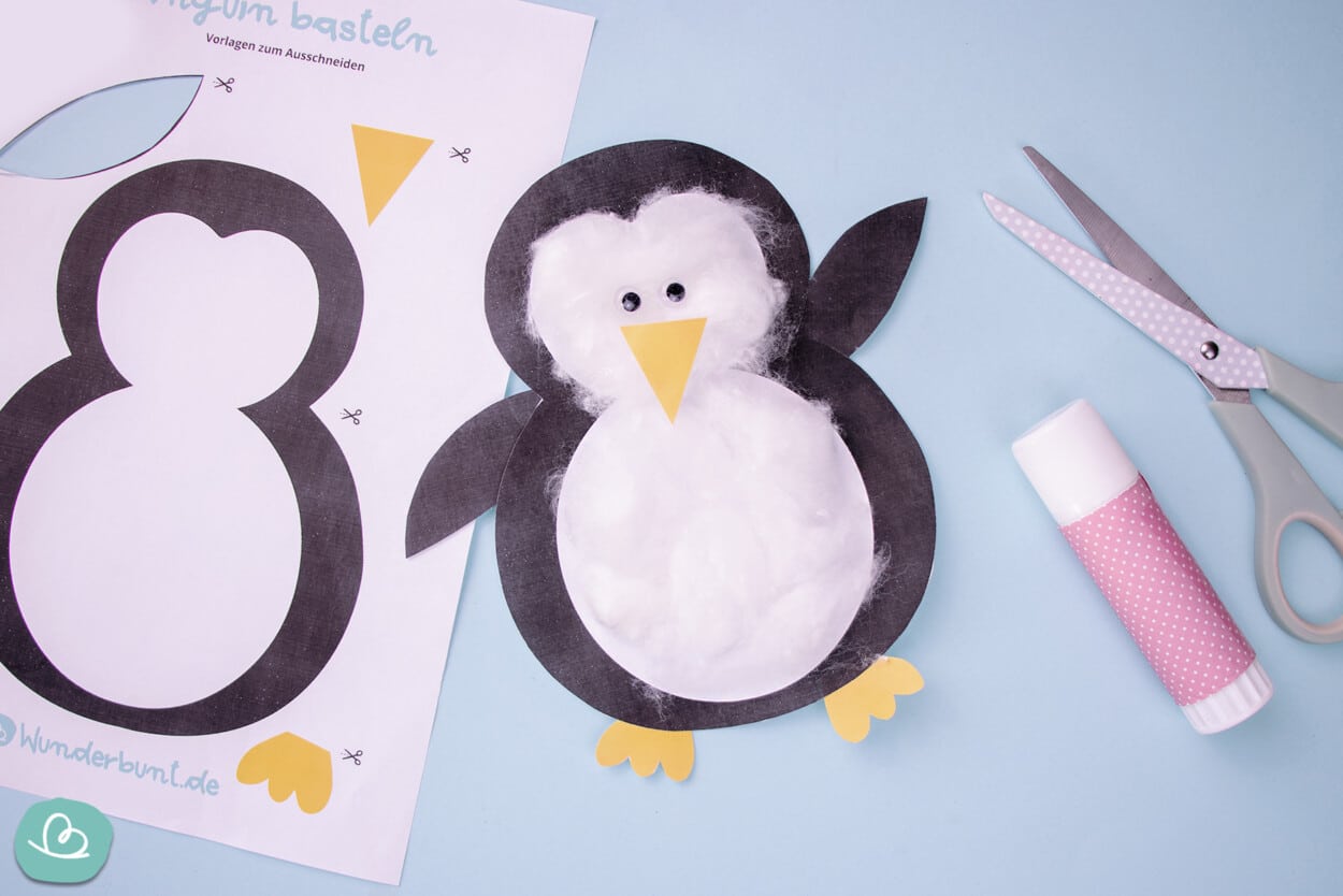 Pinguin aus Papier basteln | Anleitung mit Vorlage - Wunderbunt.de
