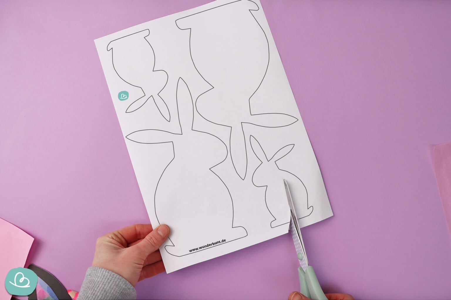 Osterhase aus Papier basteln | Vorlage zum Ausdrucken - Wunderbunt.de