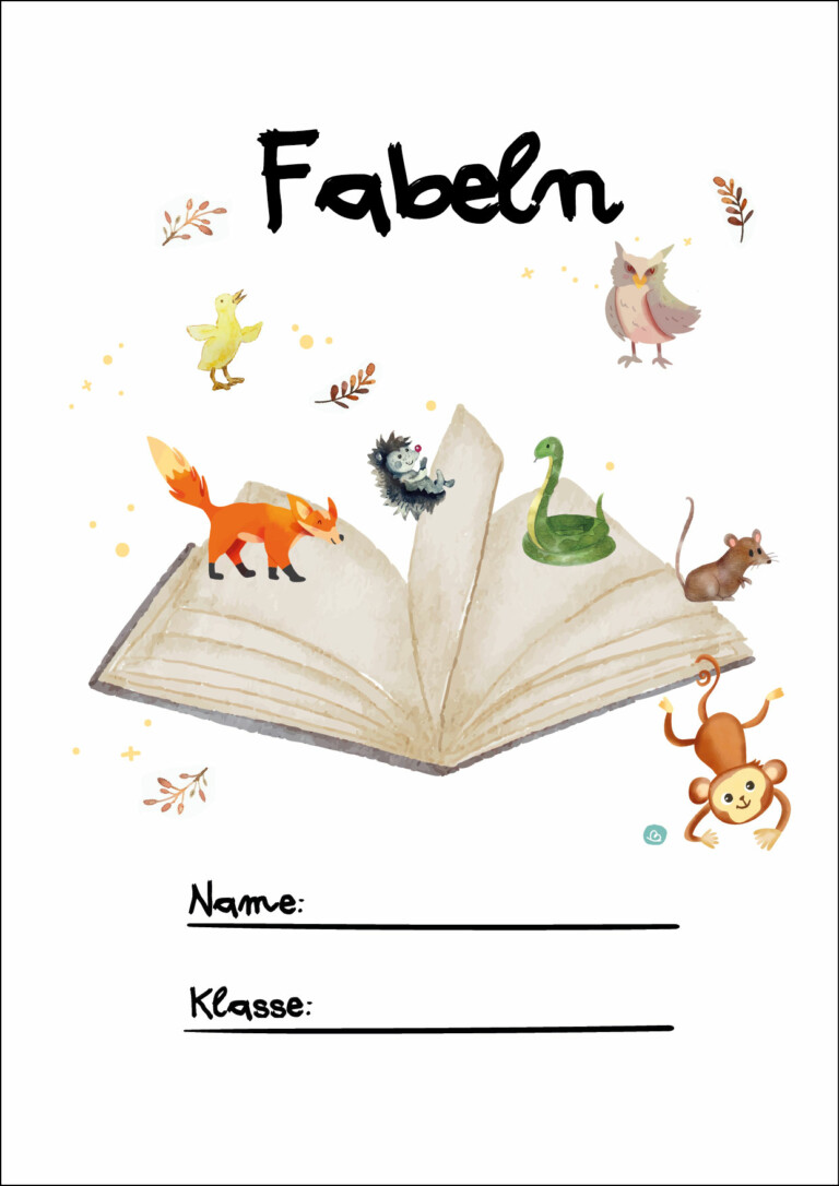 Fabeln Deckblätter zum Ausdrucken | 4 gratis Deckblatt-Vorlagen