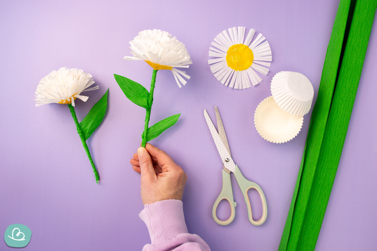 Wunderschone Blumen Basteln Mit Stiel Einfach Bild