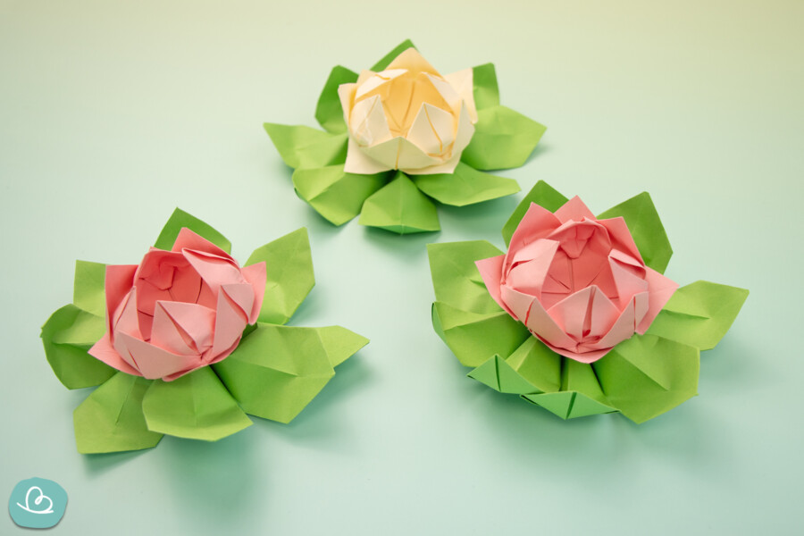 Origami Lotusblüte falten