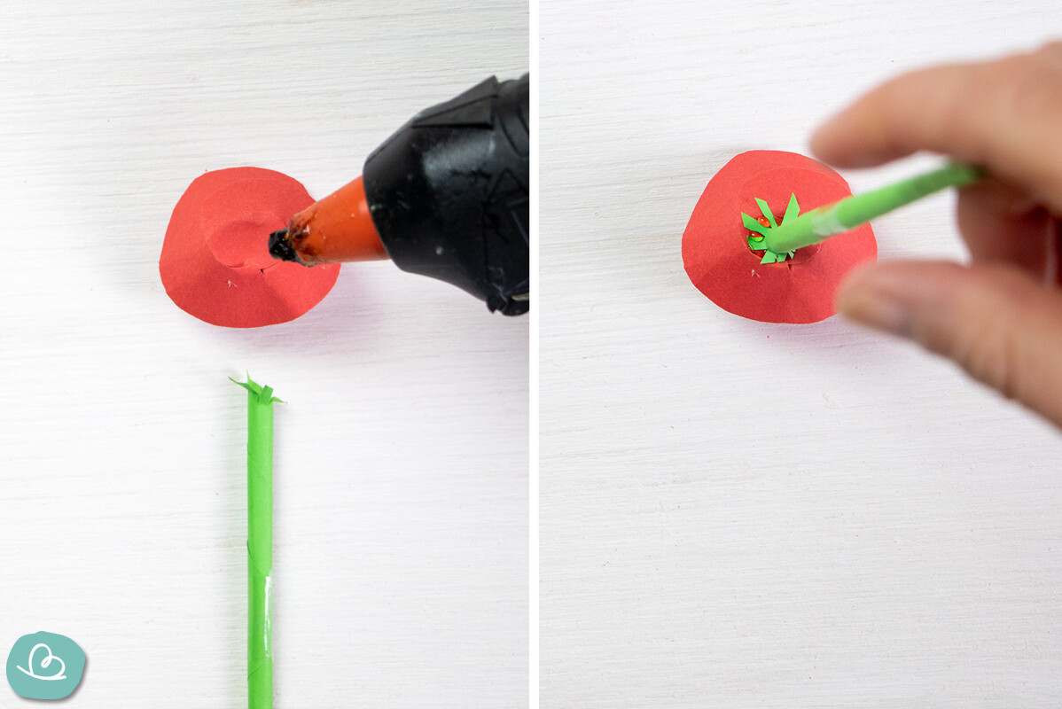 Blüte an Stängel ankleben
