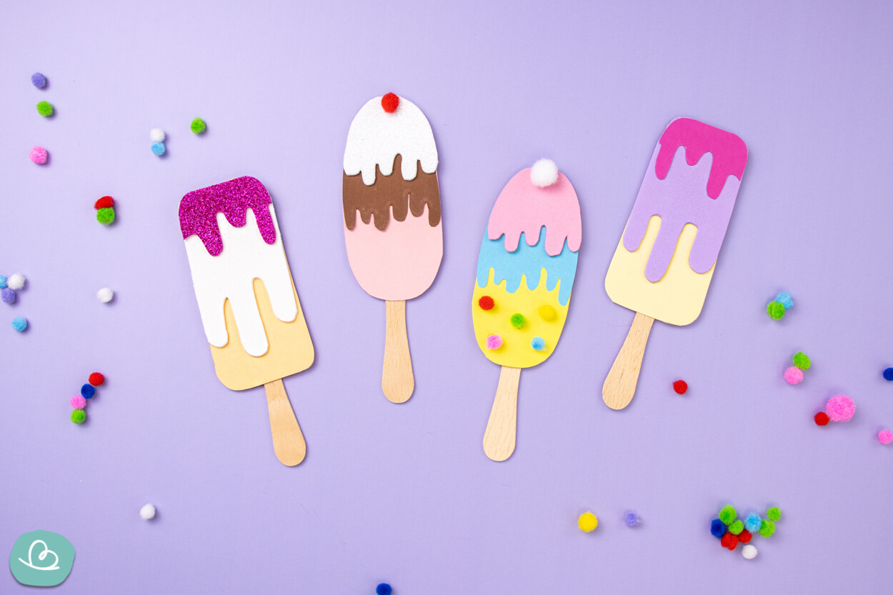 Eis am Stiel aus Papier basteln. Kreative Sommerdeko.