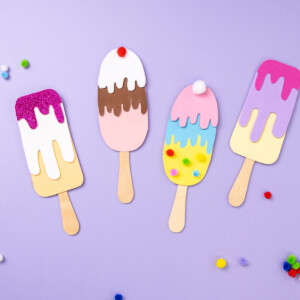 Eis am Stiel aus Papier basteln. Kreative Sommerdeko.