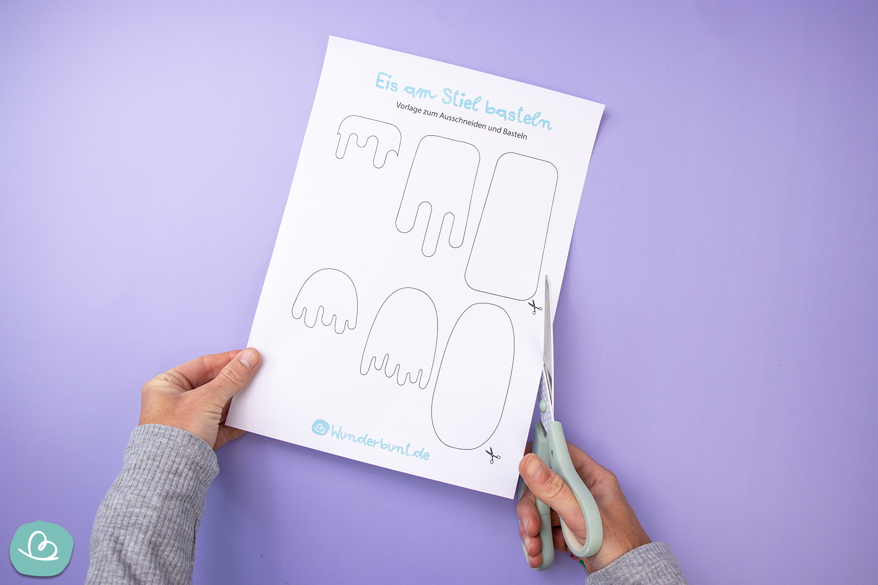 Kostenlose Vorlage zum Eis basteln aus Papier.