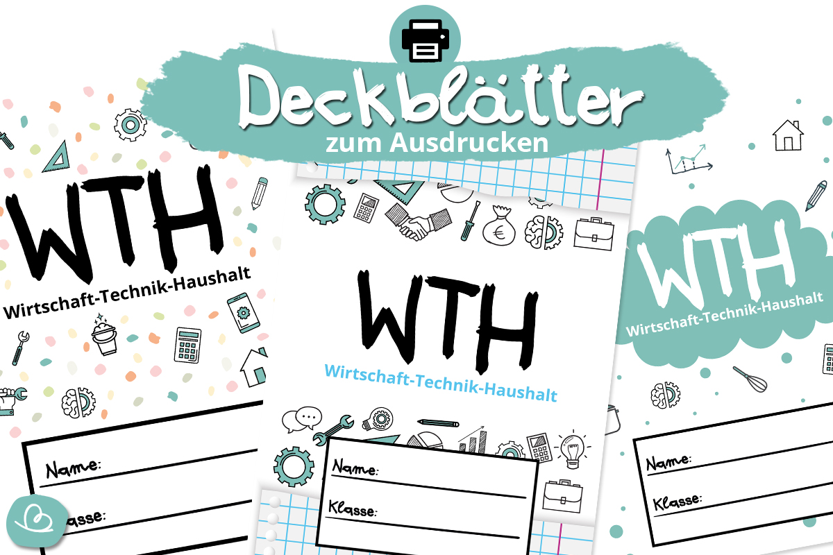 WTH Deckblätter zum Ausdrucken Vorlagen für Wirtschaft Technik Haushalt