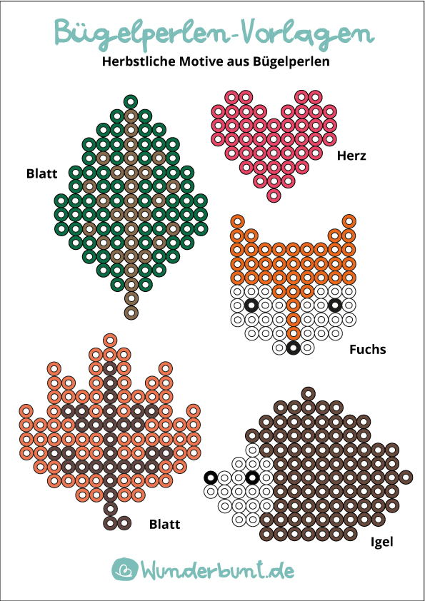 Bügelperlen Vorlagen zum Ausdrucken mit Herbstmotiven