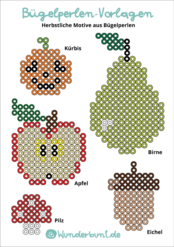 Bügelperlen Vorlagen für den Herbst zum Ausdrucken