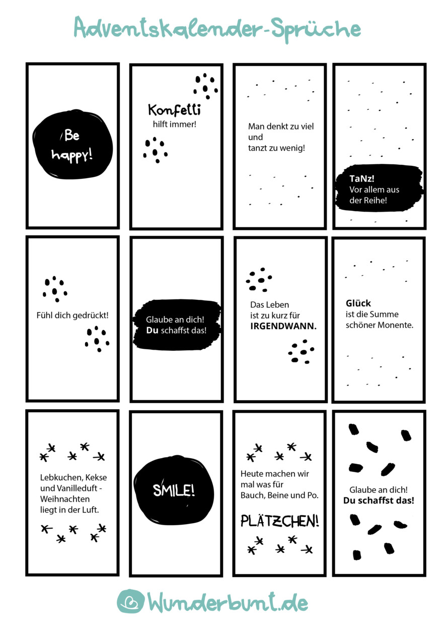 Adventskalendersprüche zum Ausdrucken - Kostenlose Vorlage