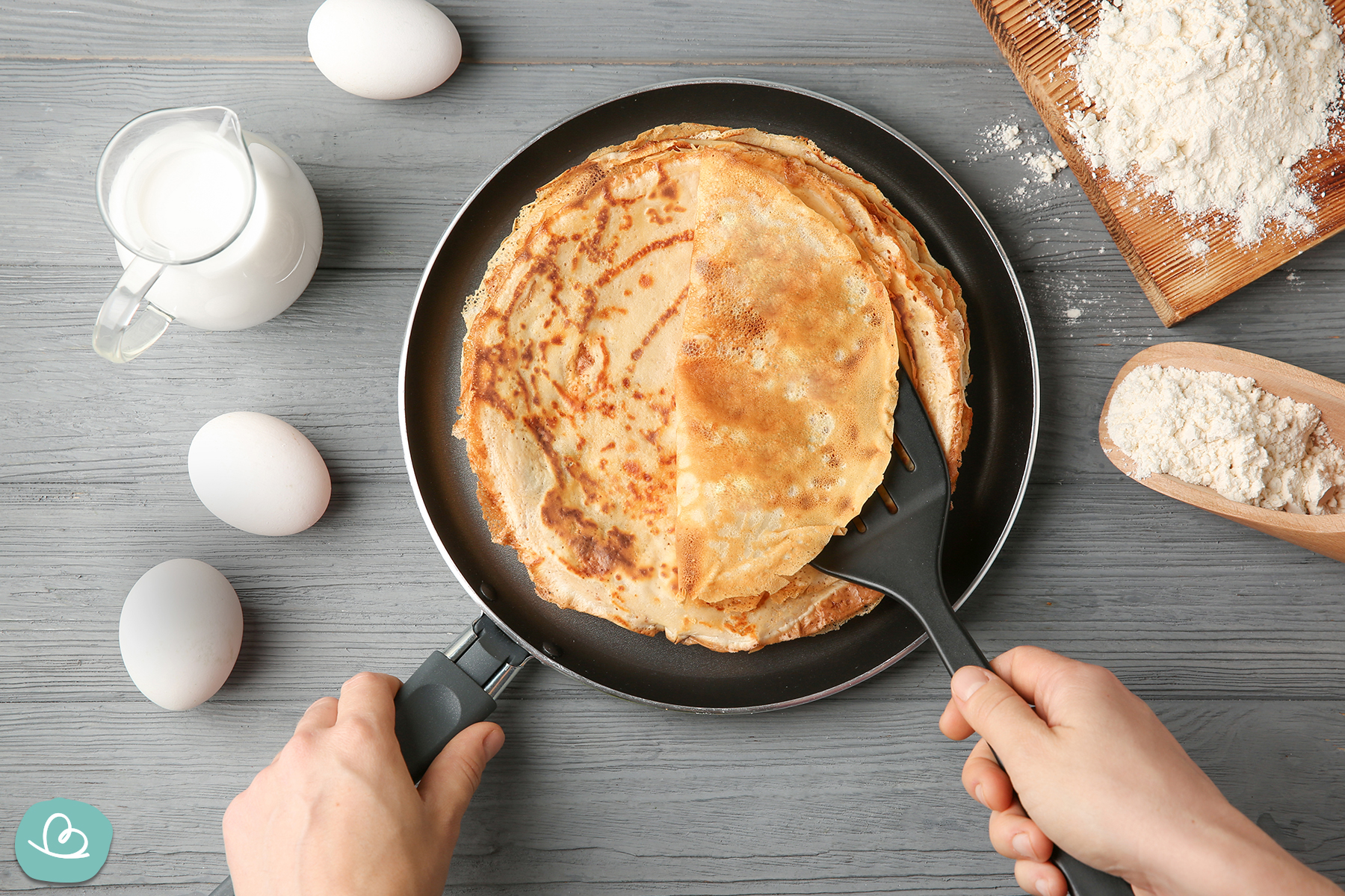 Pfannkuchen in der Pfanne
