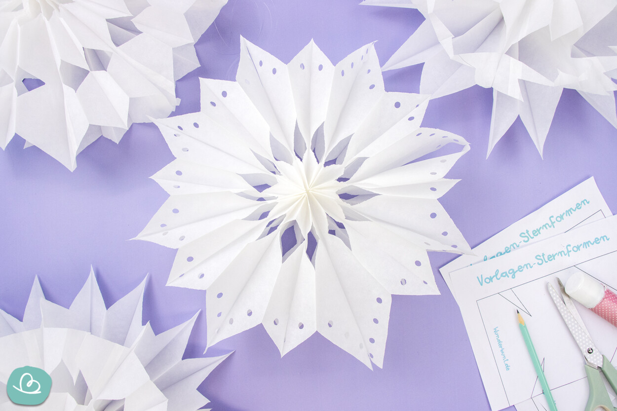 Sterne aus Butterbrottüten basteln mit 10 Vorlagen zum Ausdrucken